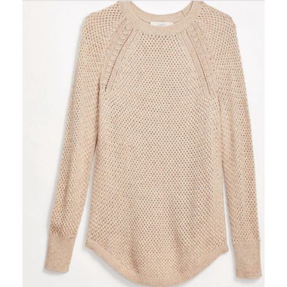 LOFT Sweaters - Loft Pink Stitchy Shirttail Sweater Size M